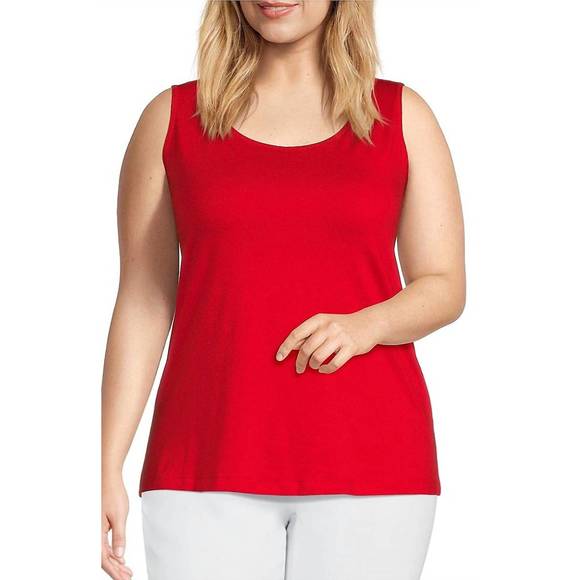 Multiples Tops New Multiples Double Scoop Neck Tank In Red Poshmark